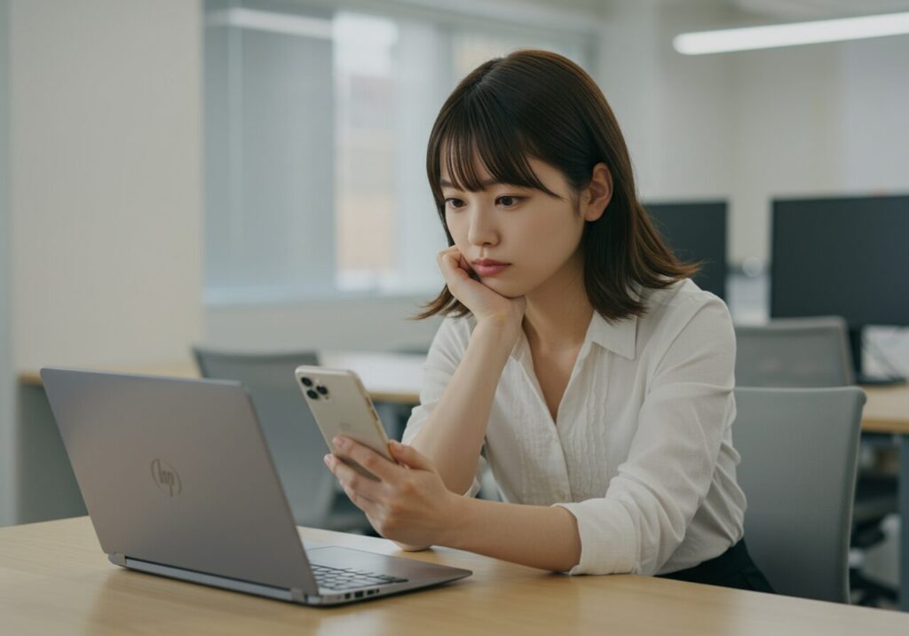 スマホを見ている女性