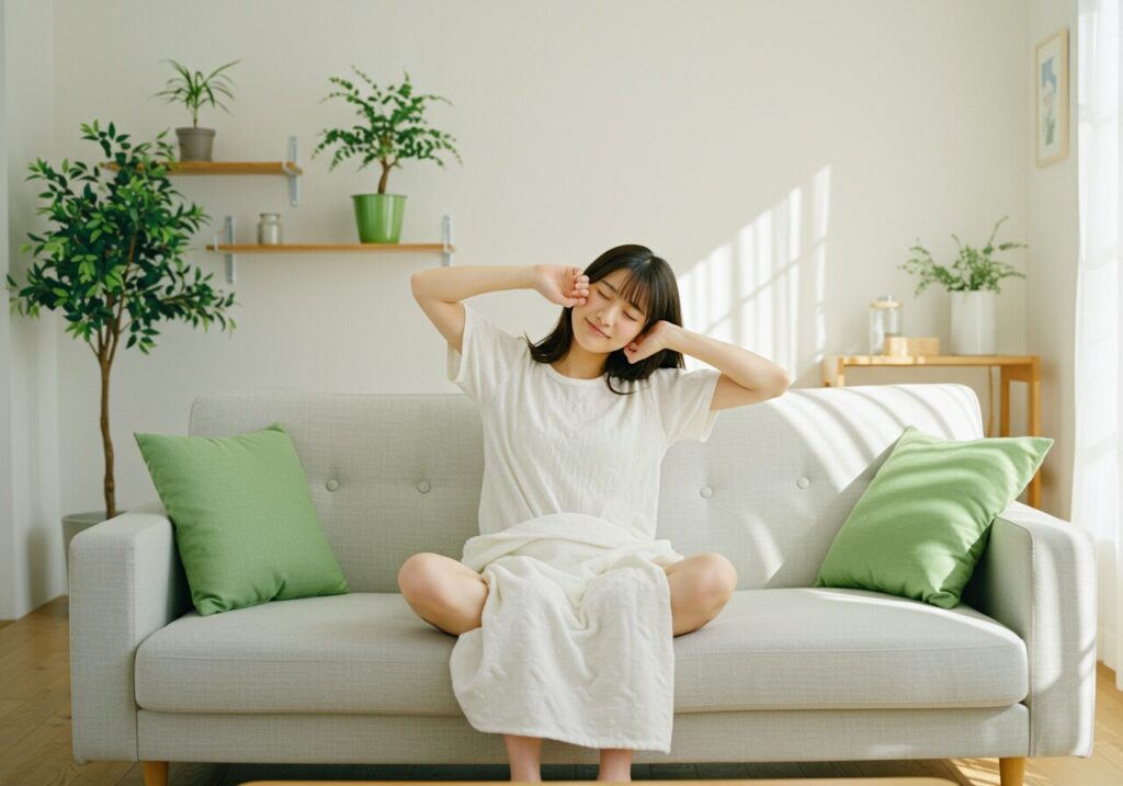 眠そうな女性