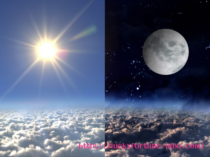 太陽と月の画像