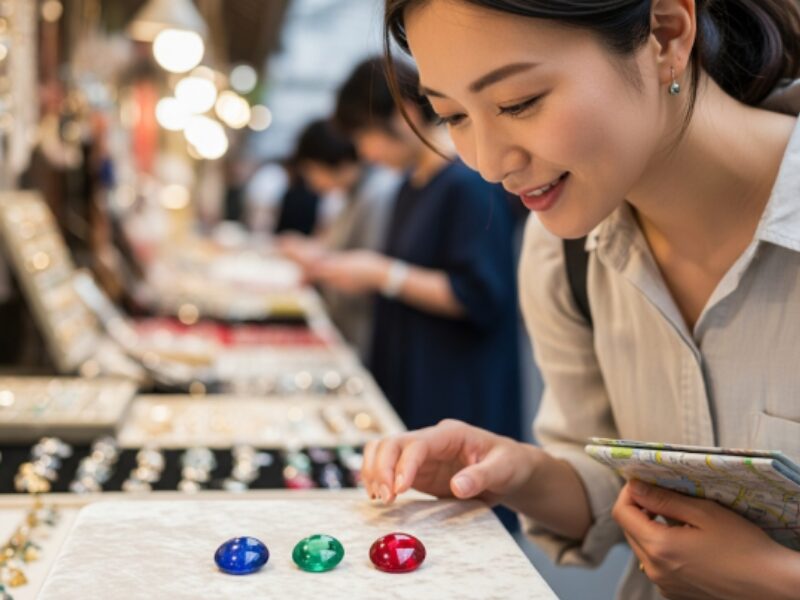 パワーストーンを選んでいる女性
